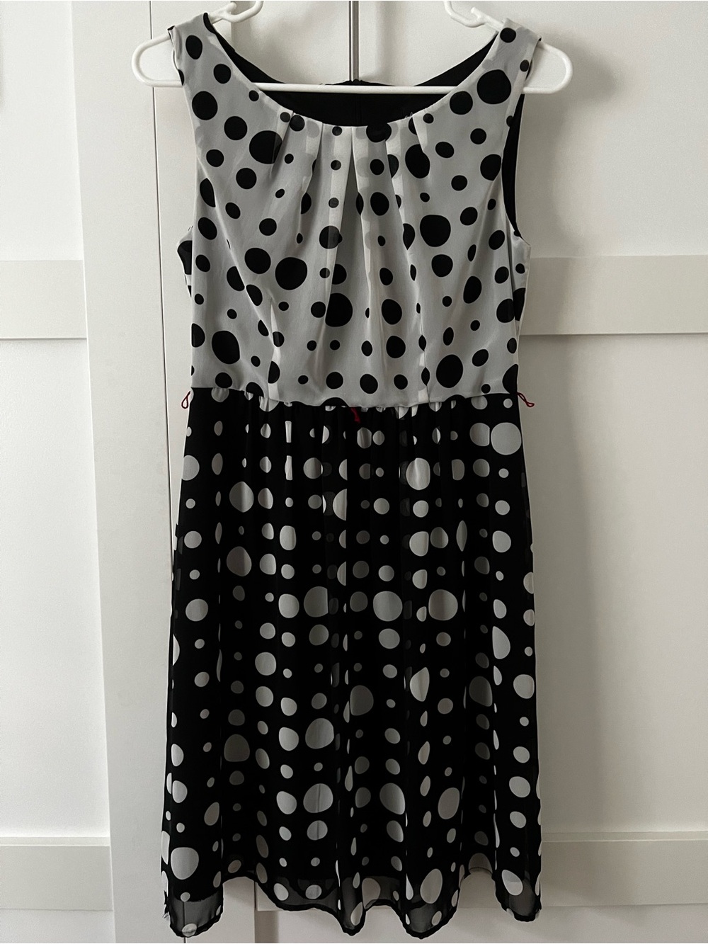 connected apparel Black and White Polka Dot Sleeveless Dress